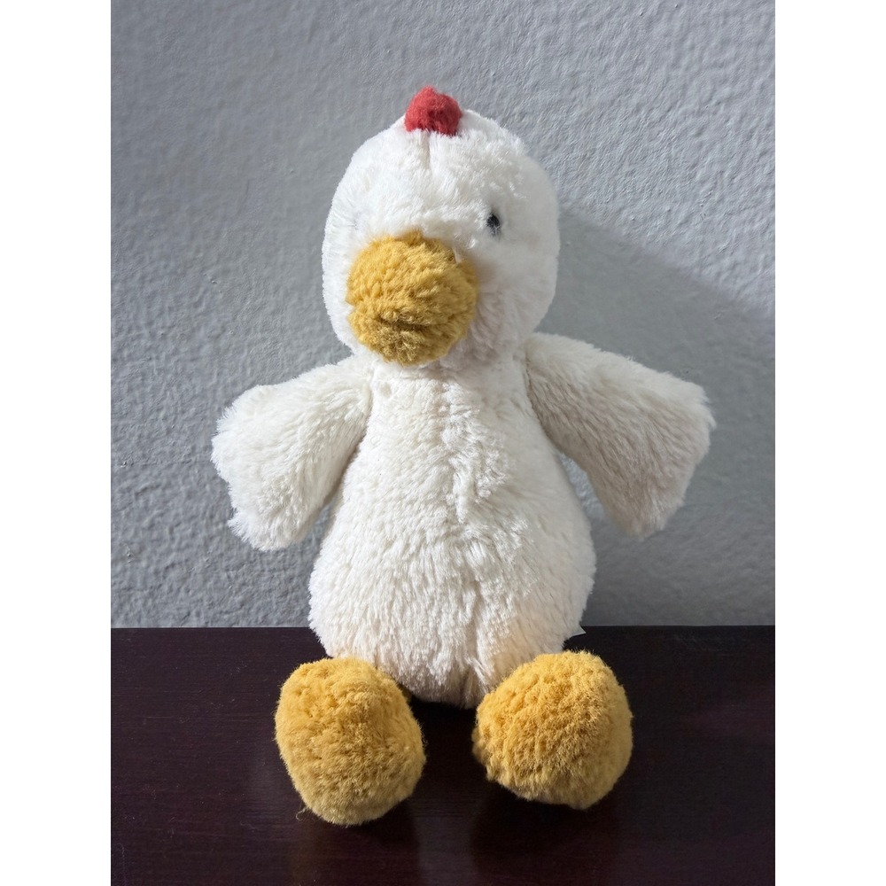Jellycat London Chicken Hen Plush Stuffed‎ Animal Red Comb Weighted Bottom 8"
